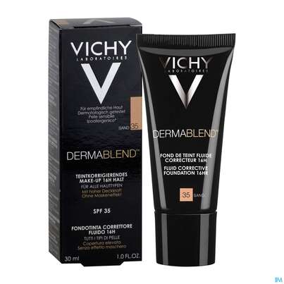 Sie sehen eine Packung Vichy Dermablend Make-up 35 Sand 30ml, Produktbild: 04 Vichy Dermablend Make-up 35 Sand 30ml, A-Nr.: 3044630 - 04
