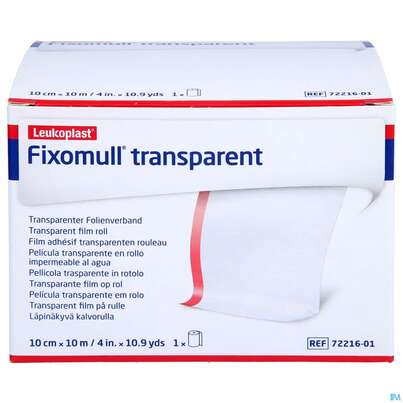 Sie sehen eine Packung Fixierbinden Fixomull Transparent Fixierverband Wasserfest 10mx10cm 1st, Produktbild: 01 Fixierbinden Fixomull Transparent Fixierverband Wasserfest 10mx10cm 1st, A-Nr.: 3048237 - 01