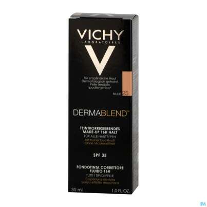 Sie sehen eine Packung Vichy Dermablend/fluid Make-up 25 Nude 30ml, Produktbild: 03 Vichy Dermablend/fluid Make-up 25 Nude 30ml, A-Nr.: 3044624 - 03