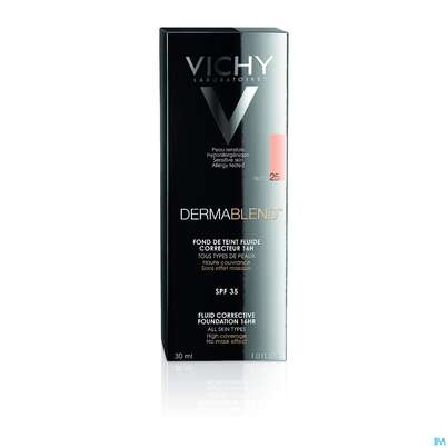 Sie sehen eine Packung Vichy Dermablend/fluid Make-up 25 Nude 30ml, Produktbild: 04 Vichy Dermablend/fluid Make-up 25 Nude 30ml, A-Nr.: 3044624 - 04