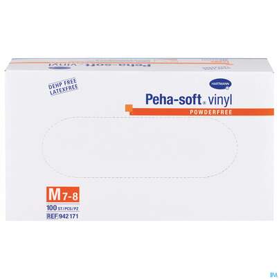 Sie sehen eine Packung Untersuchungshandschuhe Peha/soft/puderfrei Vinyl Unsteril Mittel M 94217 100st, Produktbild: 01 Untersuchungshandschuhe Peha/soft/puderfrei Vinyl Unsteril Mittel M 94217 100st, A-Nr.: 2369229 - 01