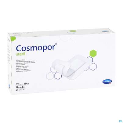 Sie sehen eine Packung Wundverband Cosmopor Steril Selbstklebend 20x 10cm 25st, Produktbild: 02 Wundverband Cosmopor Steril Selbstklebend 20x 10cm 25st, A-Nr.: 1526112 - 02