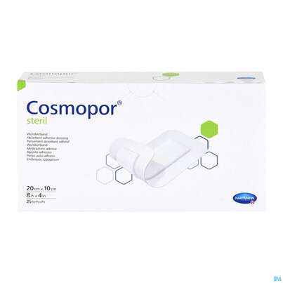Sie sehen eine Packung Wundverband Cosmopor Steril Selbstklebend 20x 10cm 25st, Produktbild: 04 Wundverband Cosmopor Steril Selbstklebend 20x 10cm 25st, A-Nr.: 1526112 - 04