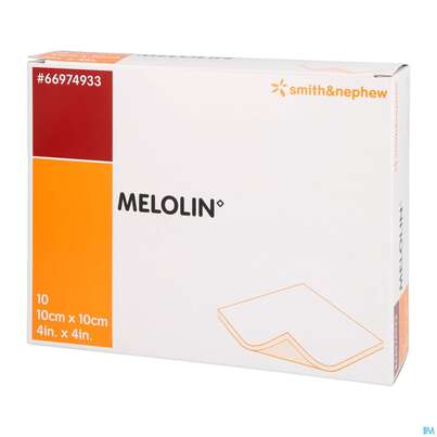 Sie sehen eine Packung Wundauflagen Melolin Nichthaftend Steril 10x 10cm 10st, Produktbild: 02 Wundauflagen Melolin Nichthaftend Steril 10x 10cm 10st, A-Nr.: 0501601 - 02