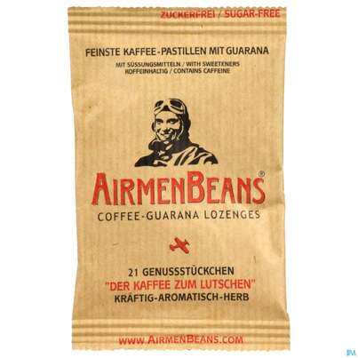 Sie sehen eine Packung Airmenbeans Feinste Kaffe-pastillen +guarana Beutel 21g, Produktbild: 01 Airmenbeans Feinste Kaffe-pastillen +guarana Beutel 21g, A-Nr.: 2867335 - 01