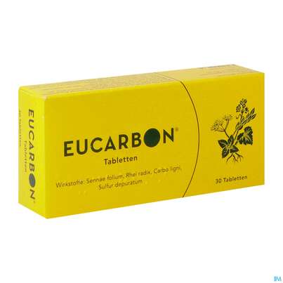 Sie sehen eine Packung Eucarbon Tabl 30st, Produktbild: 02 Eucarbon Tabl 30st, A-Nr.: 0490470 - 02