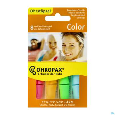 Sie sehen eine Packung Ohrenschutz Ohropax Schaumstoffstoepsel Color Plux 8st, Produktbild: 02 Ohrenschutz Ohropax Schaumstoffstoepsel Color Plux 8st, A-Nr.: 2281351 - 02