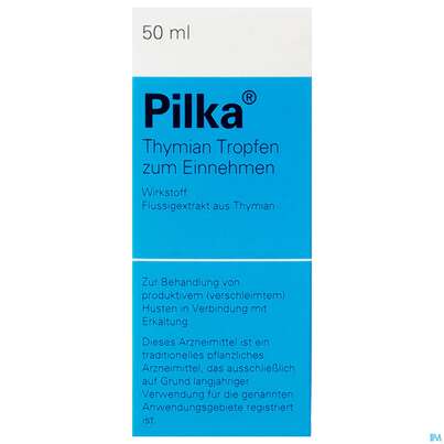 Sie sehen eine Packung Pilka Tropfen Thymian Z.einnehm. 50ml, Produktbild: 01 Pilka Tropfen Thymian Z.einnehm. 50ml, A-Nr.: 3767050 - 01