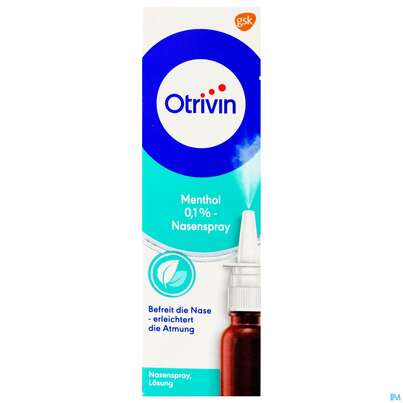Sie sehen eine Packung Otrivin Nasenspray 0,1% Menthol 15ml, Produktbild: 02 Otrivin Nasenspray 0,1% Menthol 15ml, A-Nr.: 1312144 - 02