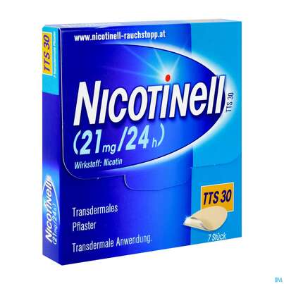 Sie sehen eine Packung Nicotinell Transdermale Plfaster Tts 30 (21mg/24h) 7st, Produktbild: 02 Nicotinell Transdermale Plfaster Tts 30 (21mg/24h) 7st, A-Nr.: 1254553 - 02
