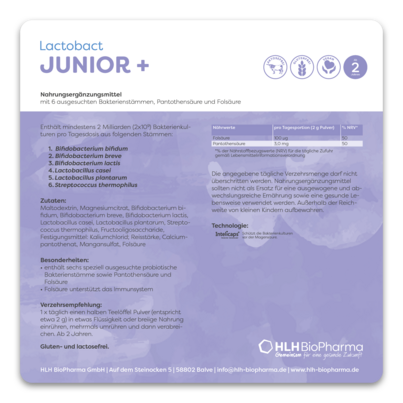 Sie sehen eine Packung Lactobact JUNIOR +, Produktbild: 04 Lactobact JUNIOR +, A-Nr.: 3967748 - 04