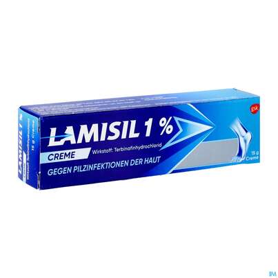 Sie sehen eine Packung Lamisil Creme 1% 15g, Produktbild: 02 Lamisil Creme 1% 15g, A-Nr.: 1267834 - 02