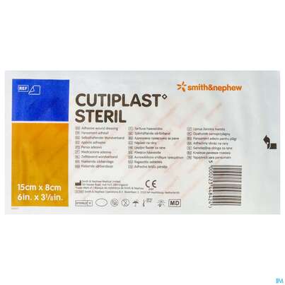 Sie sehen eine Packung Wundverband Cutiplast Steril 15x 8cm 1474 1st, Produktbild: 01 Wundverband Cutiplast Steril 15x 8cm 1474 1st, A-Nr.: 1108952 - 01