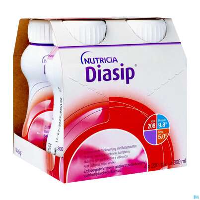 Sie sehen eine Packung Diasip 200ml Erdbeere 4st, Produktbild: 03 Diasip 200ml Erdbeere 4st, A-Nr.: 4299007 - 03