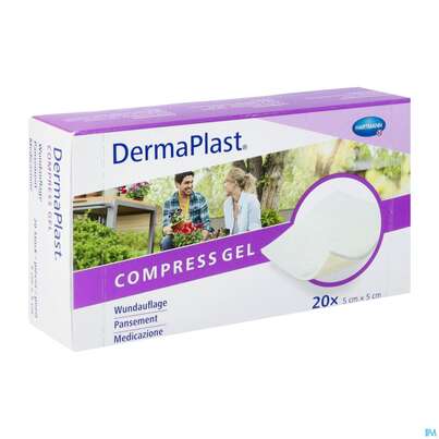 Sie sehen eine Packung Dermaplast Compress Gel 5,5cm 20st, Produktbild: 02 Dermaplast Compress Gel 5,5cm 20st, A-Nr.: 4337156 - 02