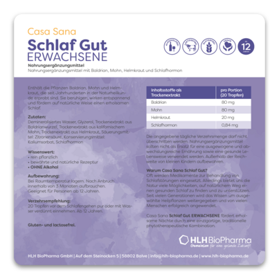 Sie sehen eine Packung Casa Sana Schlaf Gut ERWACHSENE, Produktbild: 04 Casa Sana Schlaf Gut ERWACHSENE, A-Nr.: 5237296 - 04
