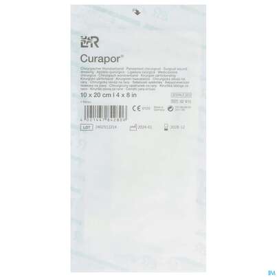 Sie sehen eine Packung Wundverband Curapor Steril Chirurgisch 10x 20cm 1st, Produktbild: 01 Wundverband Curapor Steril Chirurgisch 10x 20cm 1st, A-Nr.: 4534193 - 01