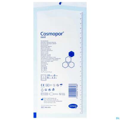 Sie sehen eine Packung Wundverband Cosmopor Steril Selbstklebend 20x 8cm 1st, Produktbild: 01 Wundverband Cosmopor Steril Selbstklebend 20x 8cm 1st, A-Nr.: 3012854 - 01