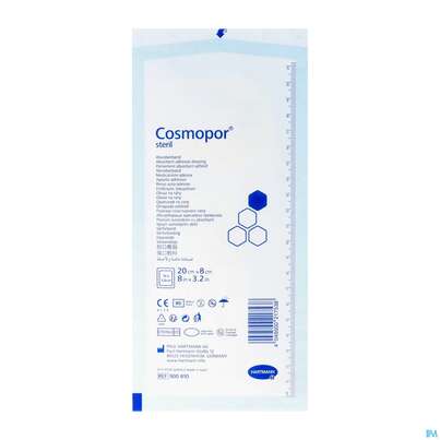 Sie sehen eine Packung Wundverband Cosmopor Steril Selbstklebend 20x 8cm 1st, Produktbild: 02 Wundverband Cosmopor Steril Selbstklebend 20x 8cm 1st, A-Nr.: 3012854 - 02