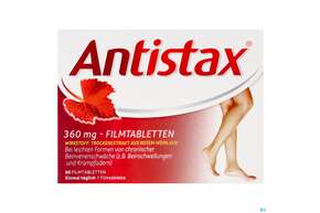 Sie sehen eine Packung Antistax Filmtabl 360mg 60st, Produktbild: 01 Antistax Filmtabl 360mg 60st, A-Nr.: 3520421 - 01