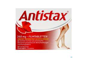Sie sehen eine Packung Antistax Filmtabl 360mg 90st, Produktbild: 01 Antistax Filmtabl 360mg 90st, A-Nr.: 3546432 - 01