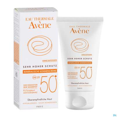 Sie sehen eine Packung Avène Mineralische Sonnencreme Spf 50+ 50ml, Produktbild: 06 Avène Mineralische Sonnencreme Spf 50+ 50ml, A-Nr.: 2993407 - 06