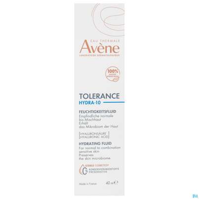 Sie sehen eine Packung Avene Tolerance/hydra-10 Fluid 40ml, Produktbild: 01 Avene Tolerance/hydra-10 Fluid 40ml, A-Nr.: 5675659 - 01