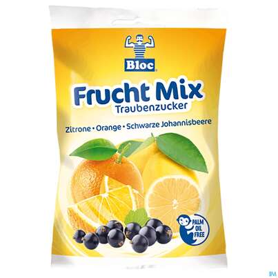 Sie sehen eine Packung Bloc Traubenzucker Beutel Frucht Mix 75g, Produktbild: 01 Bloc Traubenzucker Beutel Frucht Mix 75g, A-Nr.: 0753308 - 01