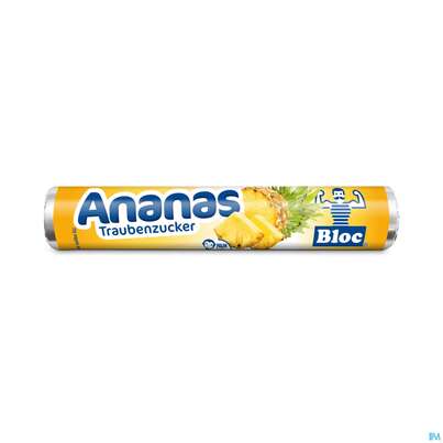 Sie sehen eine Packung Bloc Traubenzucker Rollen Ananas 42g, Produktbild: 02 Bloc Traubenzucker Rollen Ananas 42g, A-Nr.: 2256293 - 02
