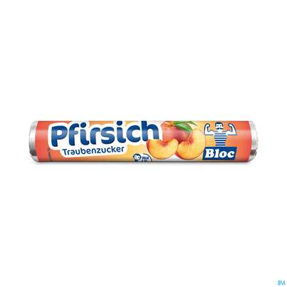 Sie sehen eine Packung Bloc Traubenzucker Rollen Pfirsich 42g, Produktbild: 02 Bloc Traubenzucker Rollen Pfirsich 42g, A-Nr.: 2198331 - 02