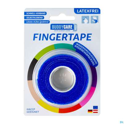 Sie sehen eine Packung Tape Buddycare Med Finger Latexfrei Flexibel Kohaesiv. 2,5cmx 4,5m Blau 1st, Produktbild: 02 Tape Buddycare Med Finger Latexfrei Flexibel Kohaesiv. 2,5cmx 4,5m Blau 1st, A-Nr.: 4781129 - 02