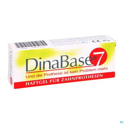 Sie sehen eine Packung Dinabase 7 Prothesenhaftgel Haftcreme 20g, Produktbild: 03 Dinabase 7 Prothesenhaftgel Haftcreme 20g, A-Nr.: 5762387 - 03