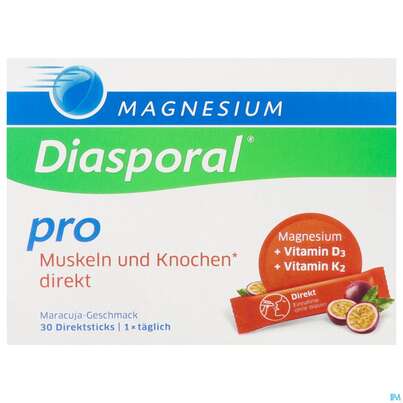 Sie sehen eine Packung Magnesium Diasporal/pro/direkt +d3+k2 Muskel +knochen 30st, Produktbild: 01 Magnesium Diasporal/pro/direkt +d3+k2 Muskel +knochen 30st, A-Nr.: 5722382 - 01