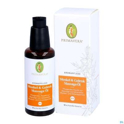 Sie sehen eine Packung Primavera Aromapflege Muskel +gelenk Massage Oel Bio 50ml, Produktbild: 03 Primavera Aromapflege Muskel +gelenk Massage Oel Bio 50ml, A-Nr.: 4588438 - 03
