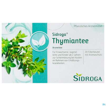 Sie sehen eine Packung Sidroga Tee Doppelkammerbeutel Thymian 20st, Produktbild: 01 Sidroga Tee Doppelkammerbeutel Thymian 20st, A-Nr.: 2429351 - 01