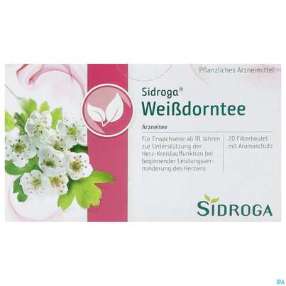 Sie sehen eine Packung Sidroga Tee Doppelkammerbeutel Weissdorn 20st, Produktbild: 01 Sidroga Tee Doppelkammerbeutel Weissdorn 20st, A-Nr.: 2429368 - 01