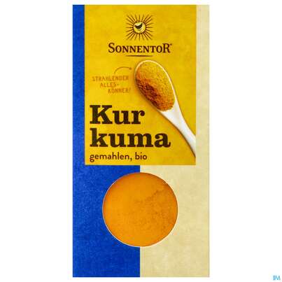 Sie sehen eine Packung Sonnentor Bio Kurkuma Gemahlen 00355 40g, Produktbild: 01 Sonnentor Bio Kurkuma Gemahlen 00355 40g, A-Nr.: 3740192 - 01
