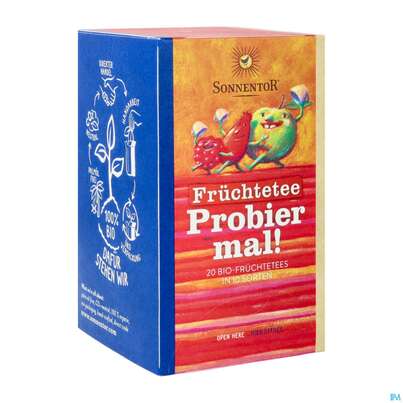 Sie sehen eine Packung Sonnentor Fruechtetee/bio Probier Mal 02661 20st, Produktbild: 04 Sonnentor Fruechtetee/bio Probier Mal 02661 20st, A-Nr.: 4388490 - 04