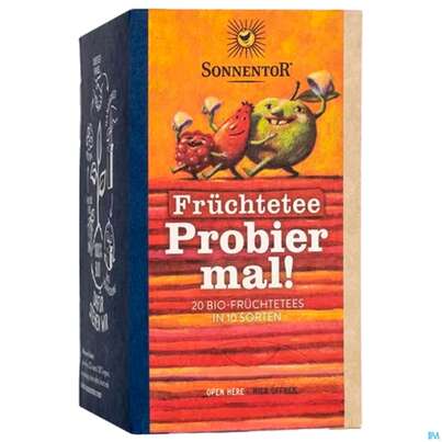 Sie sehen eine Packung Sonnentor Fruechtetee/bio Probier Mal 02661 20st, Produktbild: 06 Sonnentor Fruechtetee/bio Probier Mal 02661 20st, A-Nr.: 4388490 - 06