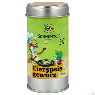 Sie sehen eine Packung Sonnentor Gewuerzzubereitung Bio Eierspeis Streudose 07692 45g, Produktbild: 01 Sonnentor Gewuerzzubereitung Bio Eierspeis Streudose 07692 45g, A-Nr.: 5380929 - 01