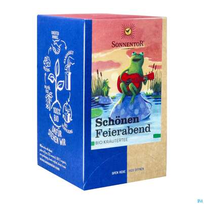 Sie sehen eine Packung Sonnentor Kraeutertee/bio Schoenen Feierabend 02538 18st, Produktbild: 02 Sonnentor Kraeutertee/bio Schoenen Feierabend 02538 18st, A-Nr.: 4039358 - 02