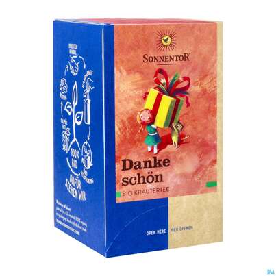 Sie sehen eine Packung Sonnentor Tee/bio Dankeschoen 02560 18st, Produktbild: 02 Sonnentor Tee/bio Dankeschoen 02560 18st, A-Nr.: 3172380 - 02