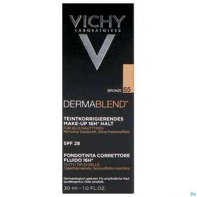 Sie sehen eine Packung Vichy Dermablend/fluid Make-up 55 Bronze 30ml, Produktbild: 03 Vichy Dermablend/fluid Make-up 55 Bronze 30ml, A-Nr.: 3044653 - 03