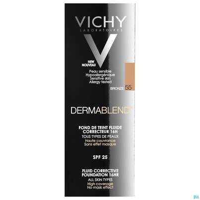 Sie sehen eine Packung Vichy Dermablend/fluid Make-up 55 Bronze 30ml, Produktbild: 04 Vichy Dermablend/fluid Make-up 55 Bronze 30ml, A-Nr.: 3044653 - 04