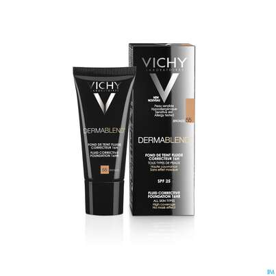 Sie sehen eine Packung Vichy Dermablend/fluid Make-up 55 Bronze 30ml, Produktbild: 14 Vichy Dermablend/fluid Make-up 55 Bronze 30ml, A-Nr.: 3044653 - 14