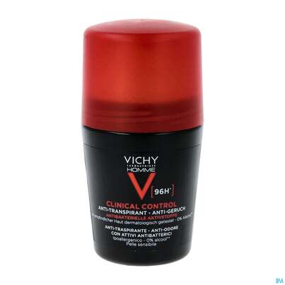 Sie sehen eine Packung Vichy Homme Deodorant/roll-on 96h Antitranspirant Clinic 50ml, Produktbild: 02 Vichy Homme Deodorant/roll-on 96h Antitranspirant Clinic 50ml, A-Nr.: 5571581 - 02