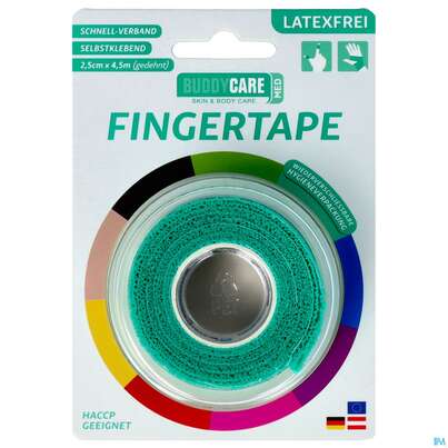 Sie sehen eine Packung Tape Buddycare Med Finger Latexfrei Flexibel Kohaesiv. 2,5cmx 4,5m Gruen 1st, Produktbild: 01 Tape Buddycare Med Finger Latexfrei Flexibel Kohaesiv. 2,5cmx 4,5m Gruen 1st, A-Nr.: 4781141 - 01
