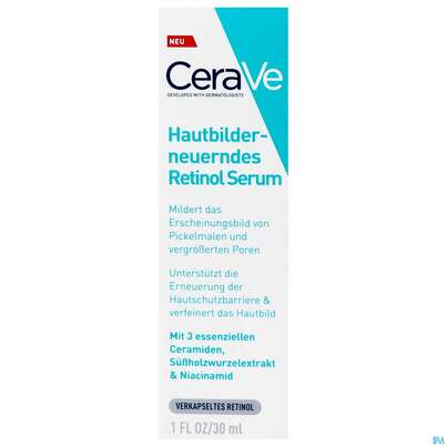 Sie sehen eine Packung Cerave Hautbilderneuerndes Retinol Serum 30ml, Produktbild: 01 Cerave Hautbilderneuerndes Retinol Serum 30ml, A-Nr.: 5672968 - 01