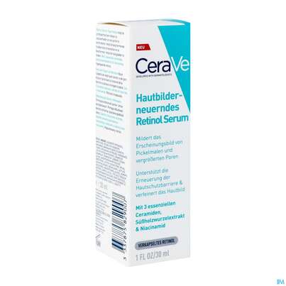 Sie sehen eine Packung Cerave Hautbilderneuerndes Retinol Serum 30ml, Produktbild: 02 Cerave Hautbilderneuerndes Retinol Serum 30ml, A-Nr.: 5672968 - 02