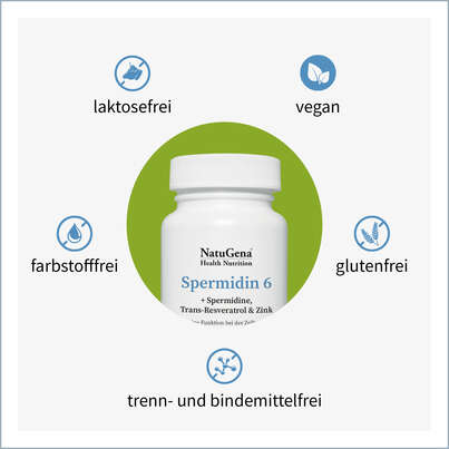 Sie sehen eine Packung NatuGena Spermidin 6 Kapseln, Produktbild: 03 NatuGena Spermidin 6 Kapseln, A-Nr.: 5877363 - 03